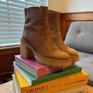 Free People Tan Leather Ankle Boots Size 8